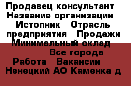 Продавец-консультант › Название организации ­ Истопник › Отрасль предприятия ­ Продажи › Минимальный оклад ­ 60 000 - Все города Работа » Вакансии   . Ненецкий АО,Каменка д.